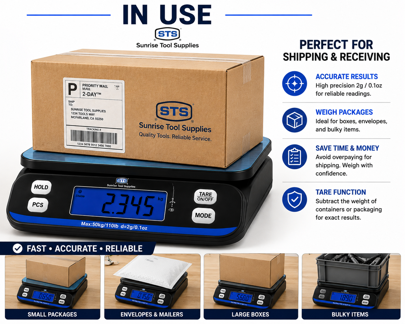 Digital Shipping Scale 110 lb / 50 kg- Heavy Duty Platform Scale