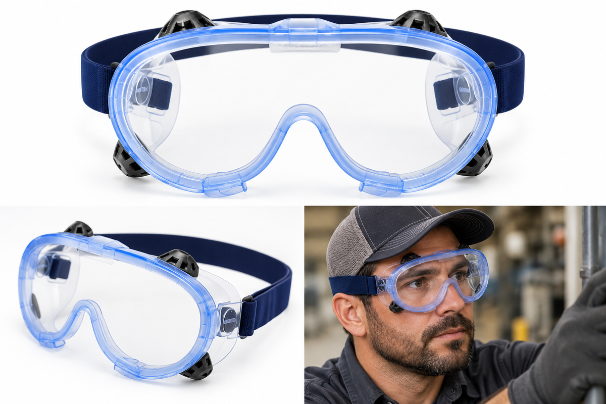 Clear Blue Frame Safety Glasses with Clear Anti-Fog Lens - 1790CAF