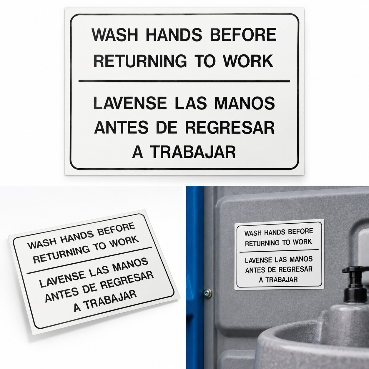 Wash Hands Before Returning to Work / Lavense Las Manos Decal