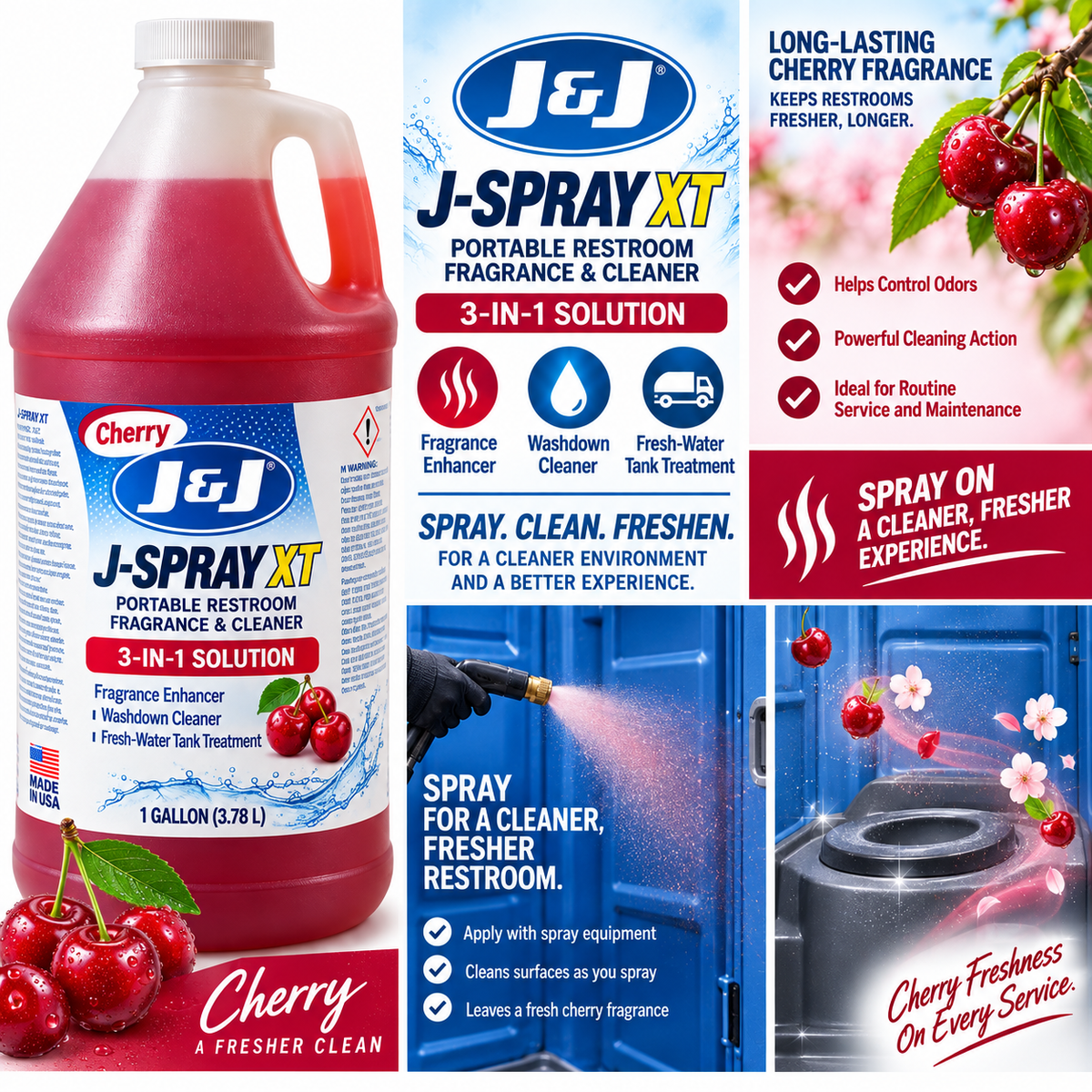 J&J J-Spray XT Fragrance Enhancer Spray - Mulberry & Cherry - Gallon