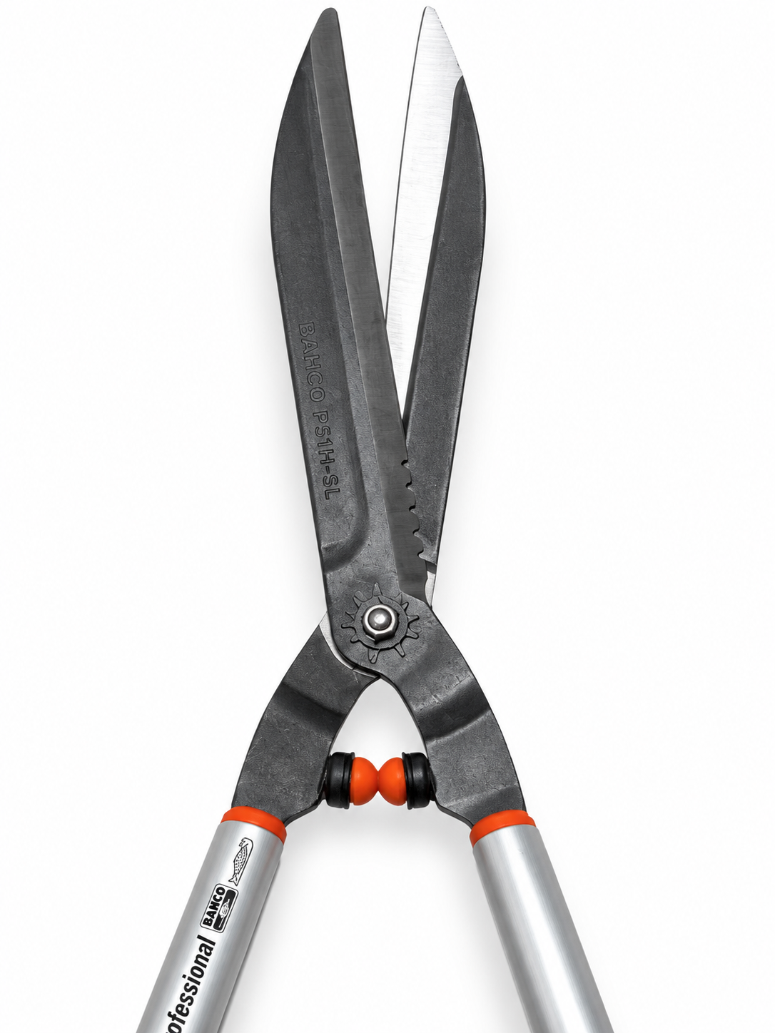 Bahco P51H-SL serrated blade, pivot and handle buffer detail