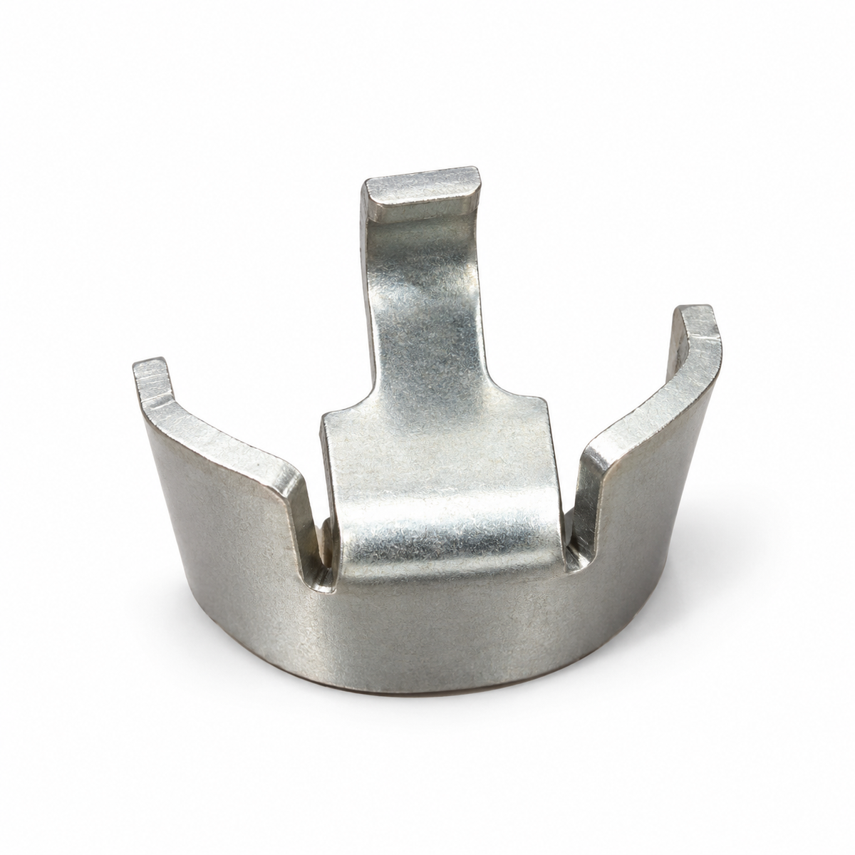 Spring and cable retaining clip on white background - view 3