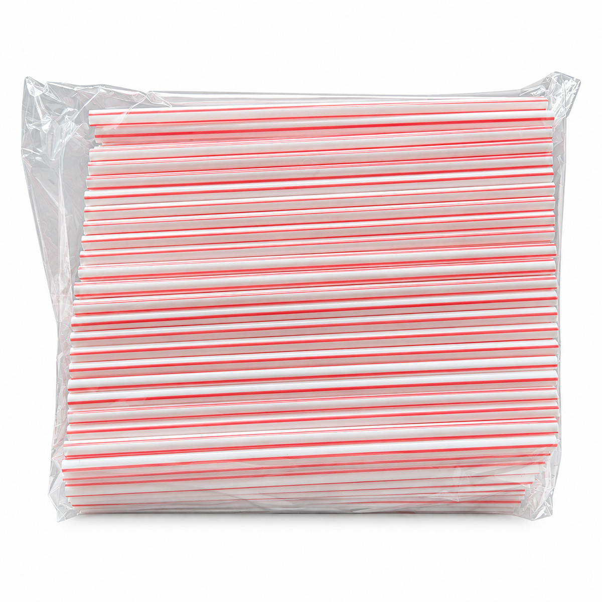 Plastic Drinking Straws 6 x 195 mm – White/Red Stripe, 250 Pack — straws1 on white background