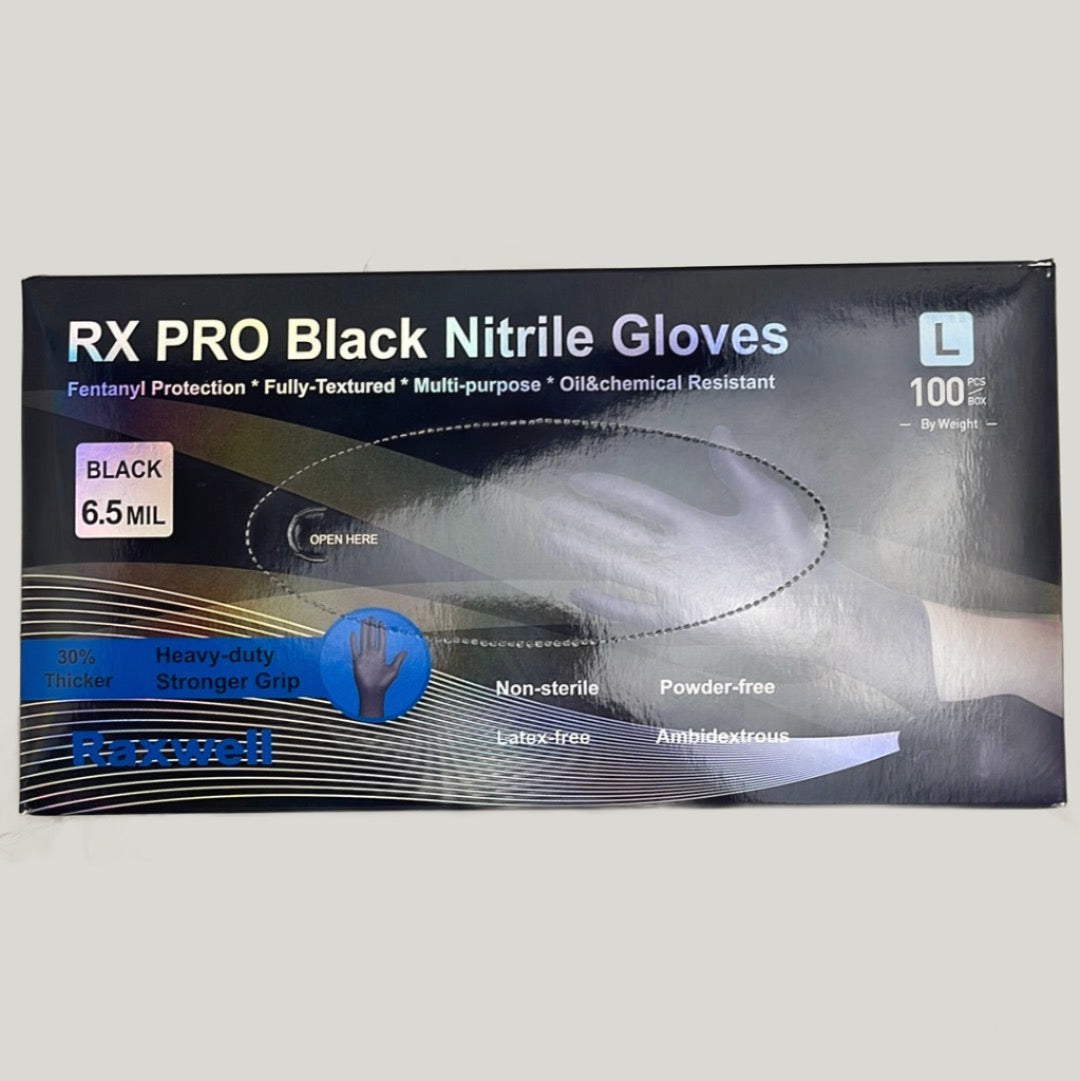 RX Pro Black Nitrile Gloves