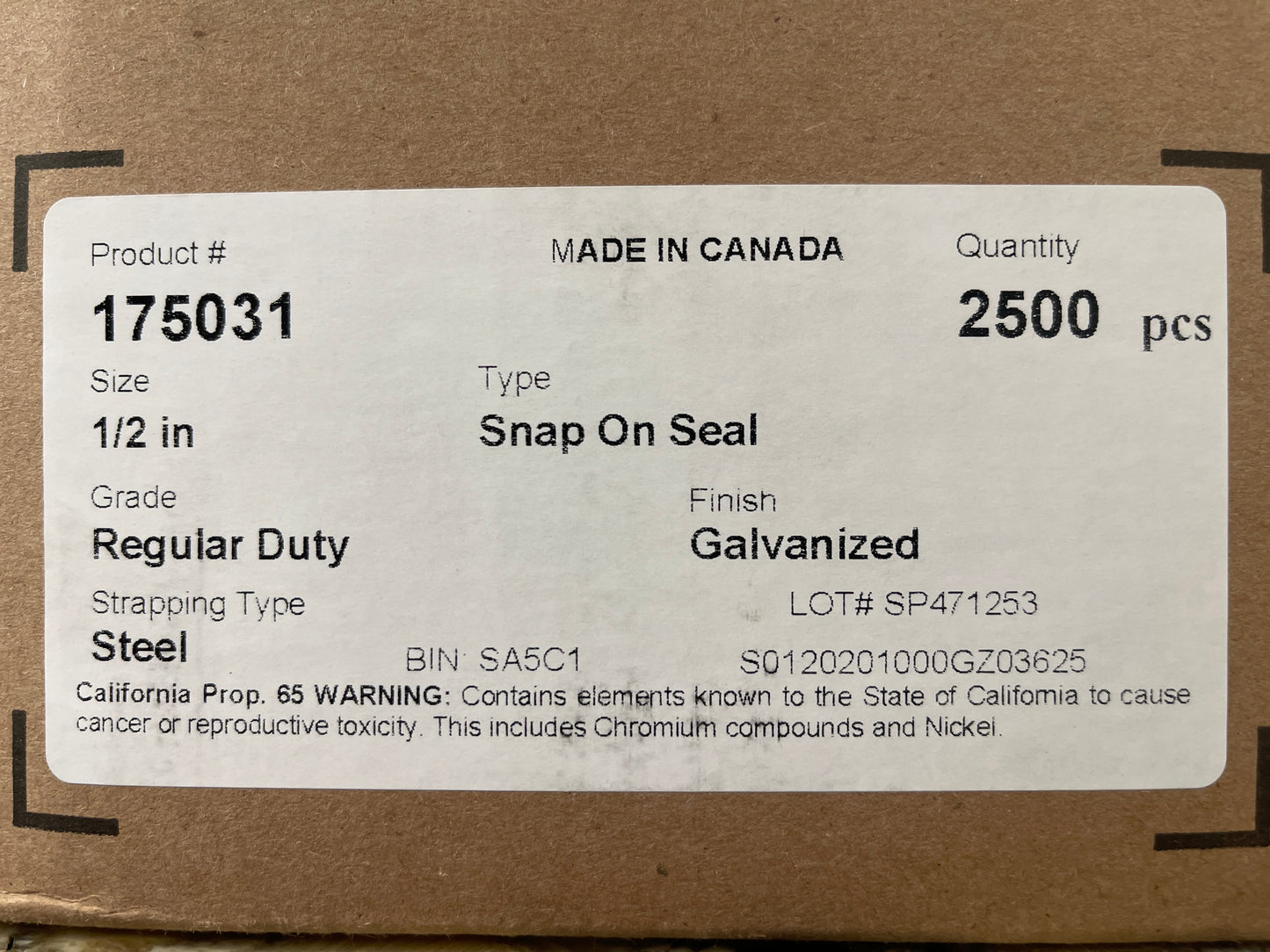 1/2 Snap On Seal