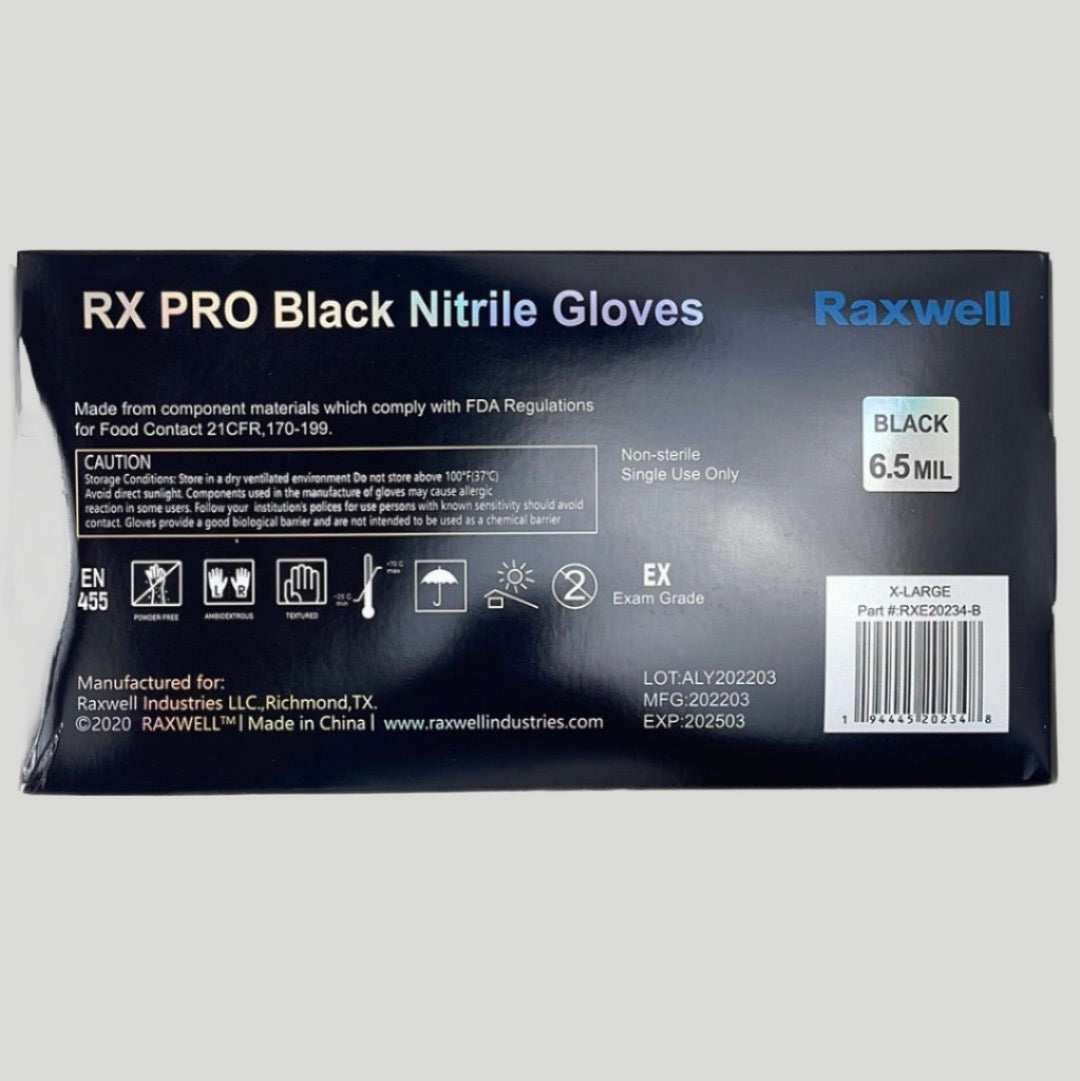 RX Pro Black Nitrile Gloves