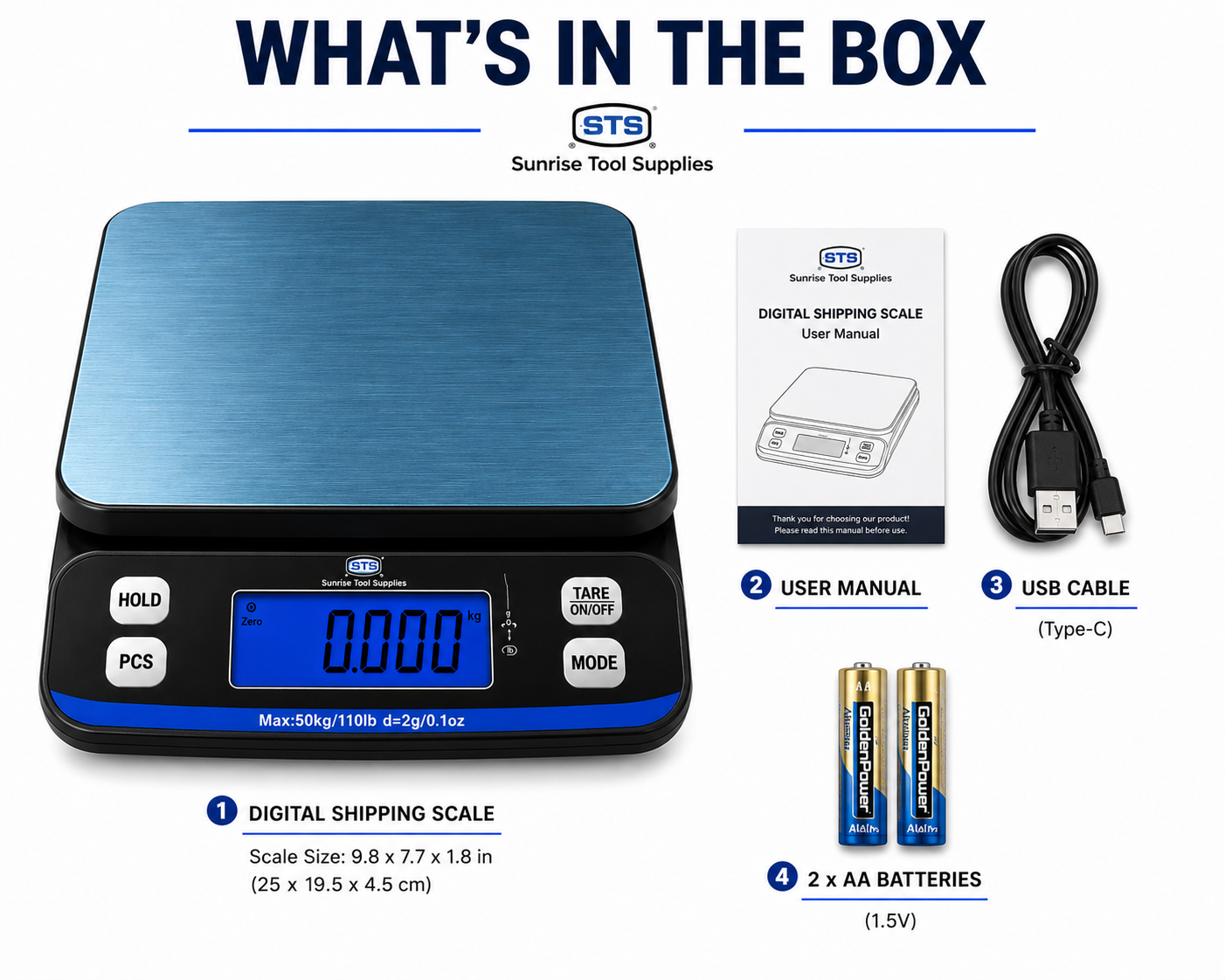Digital Shipping Scale 110 lb / 50 kg- Heavy Duty Platform Scale