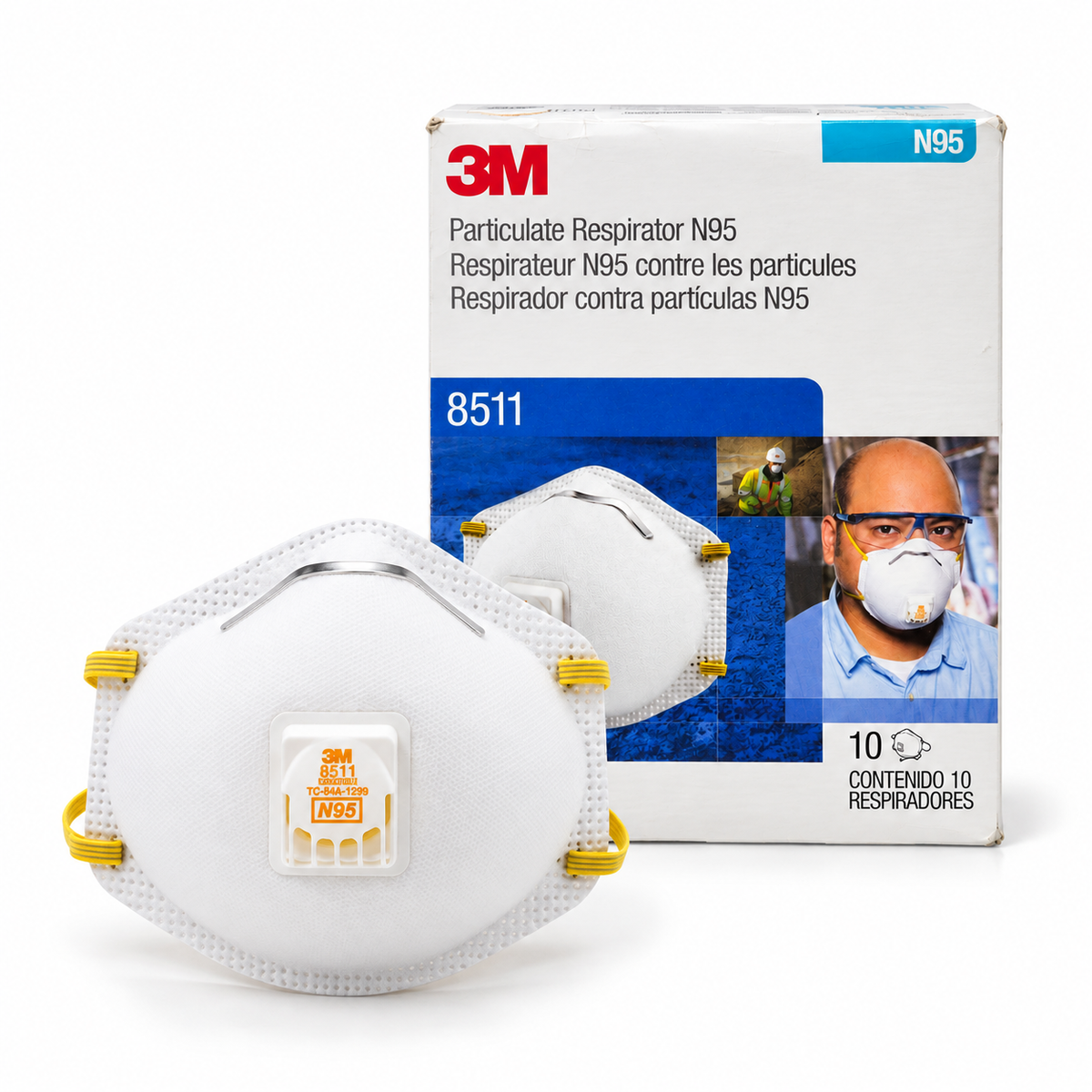3M 8511 N95 box of 10 with Cool Flow valved respirator