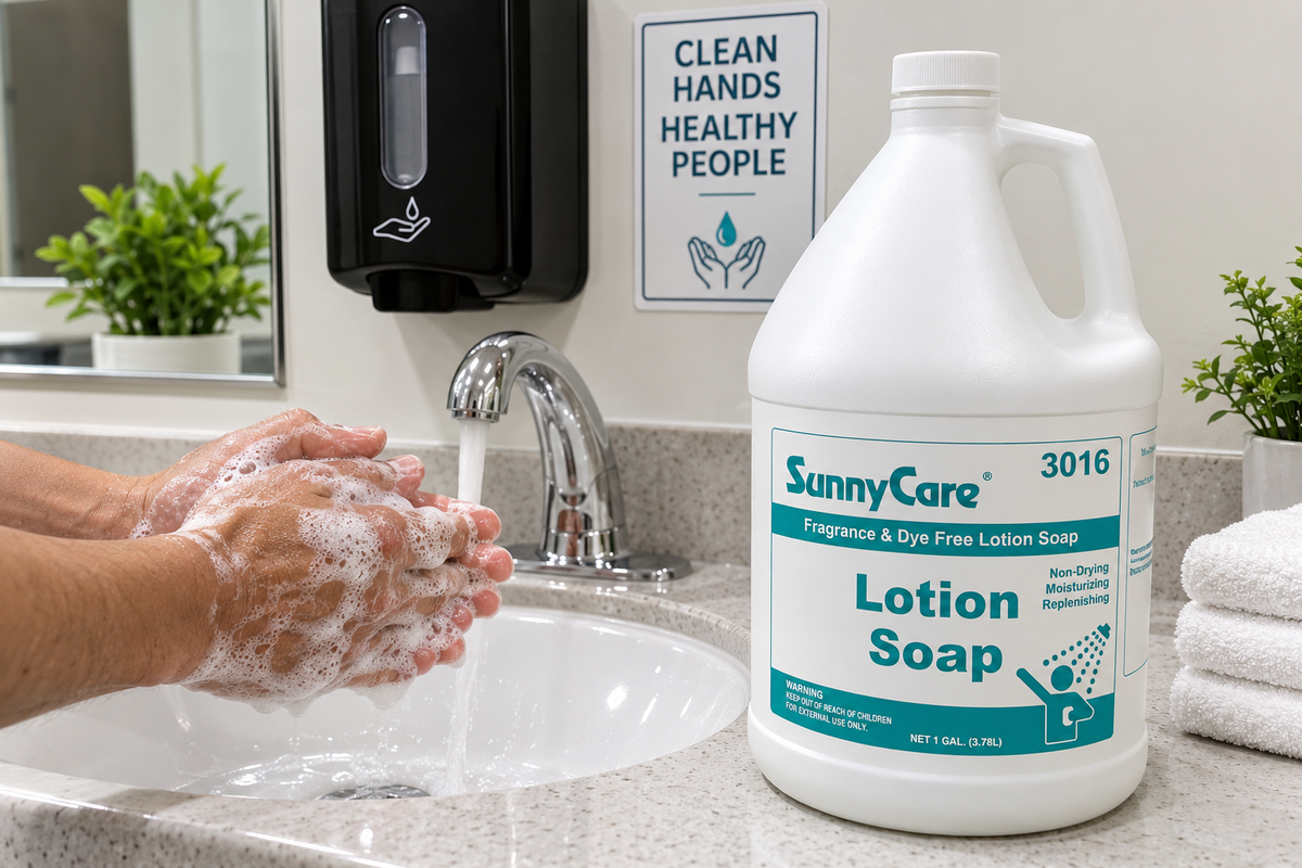 SunnyCare 3016 Fragrance & Dye Free Lotion Soap - 4 Gallon Case