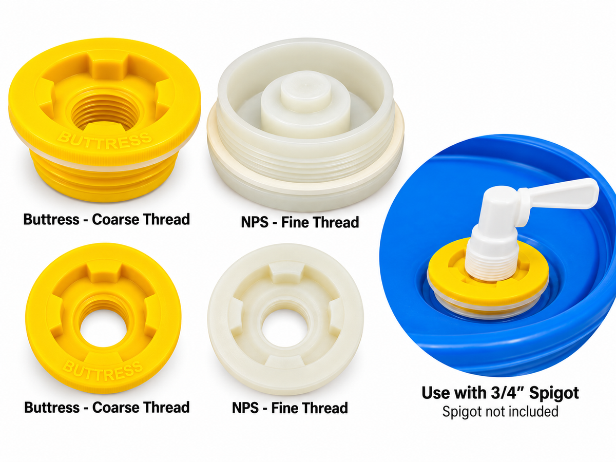 Drum Bung Plug with 3/4" Center Port – NPS Fine or Buttress Coarse Thread