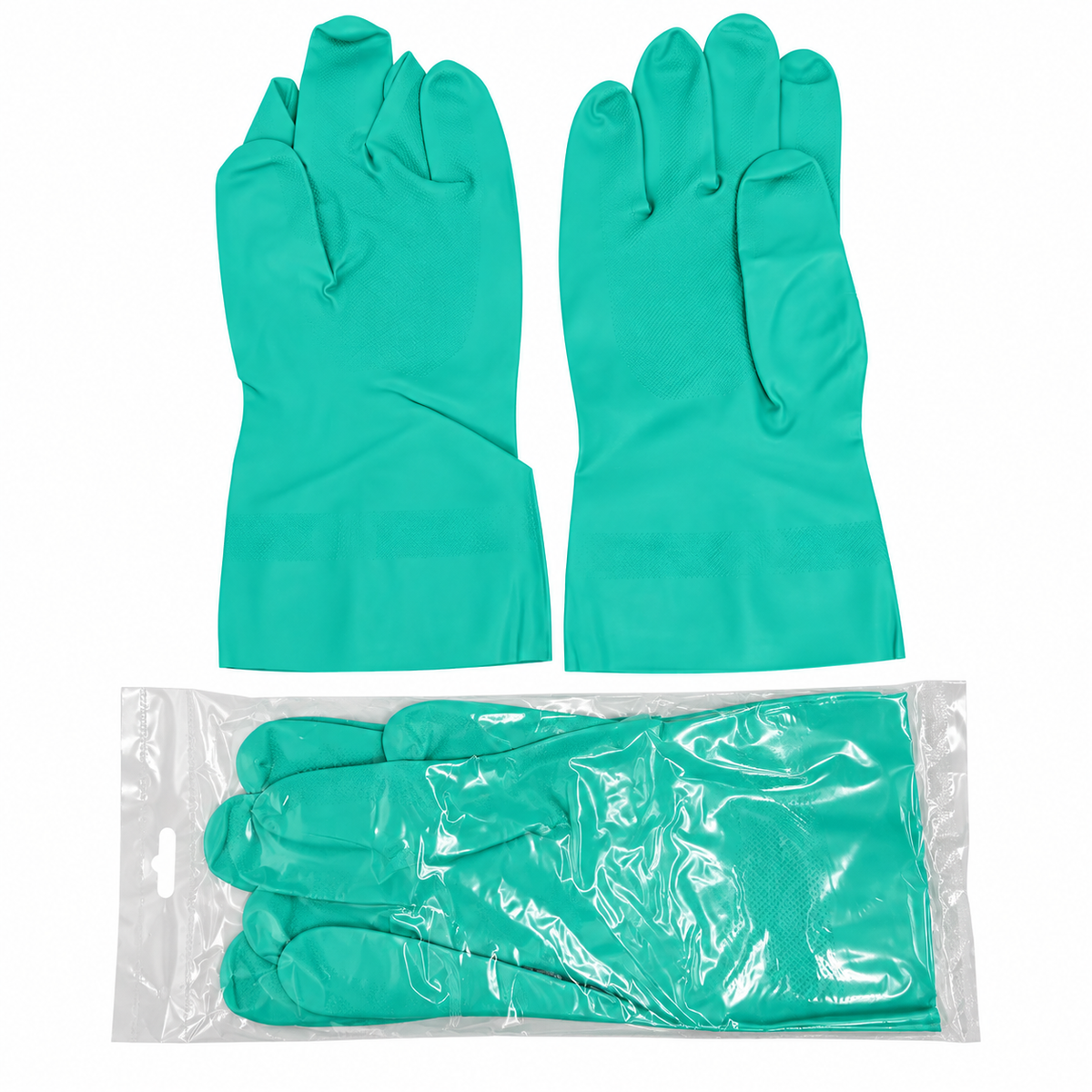Nitrile Chemical Resistant Gloves - Flock Lined, Long Cuff