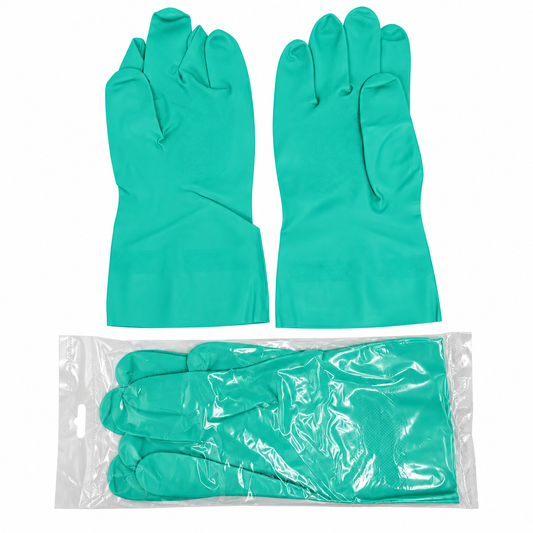 Nitrile Chemical Resistant Gloves - Flock Lined, Long Cuff