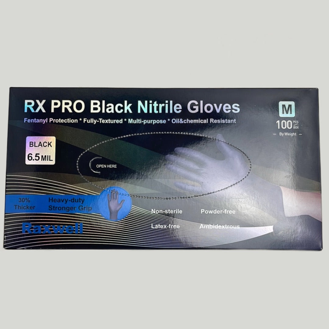 RX Pro Black Nitrile Gloves