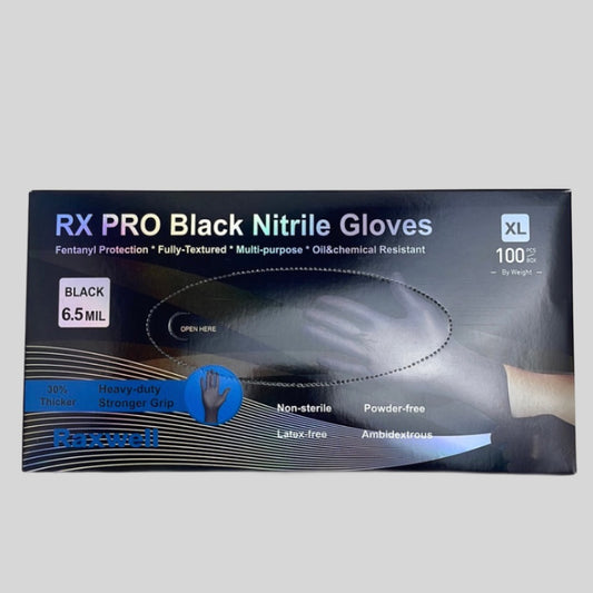 RX Pro Black Nitrile Gloves