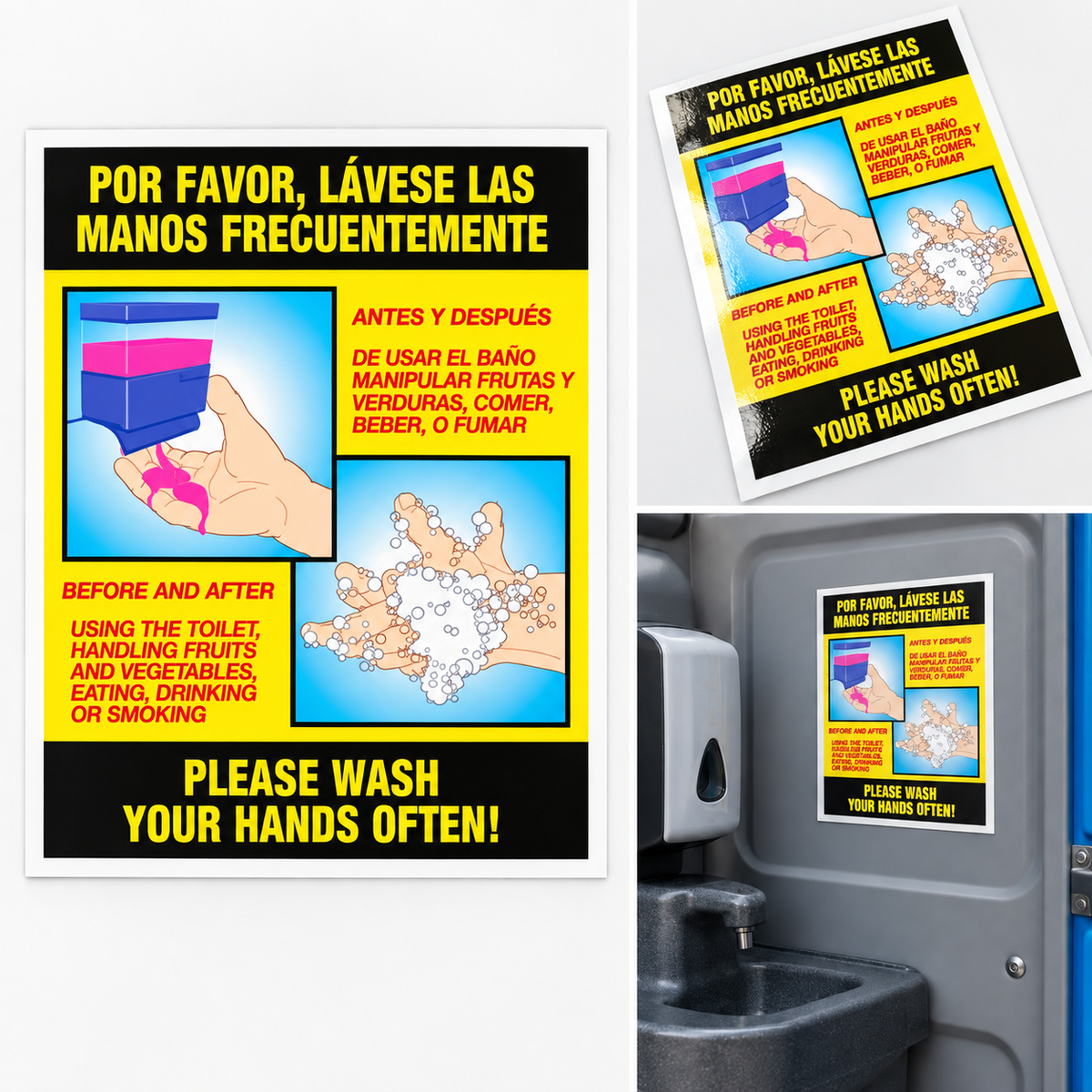 Please Wash Your Hands Ofter / Lavese Las Monos Frecuentemente Decal