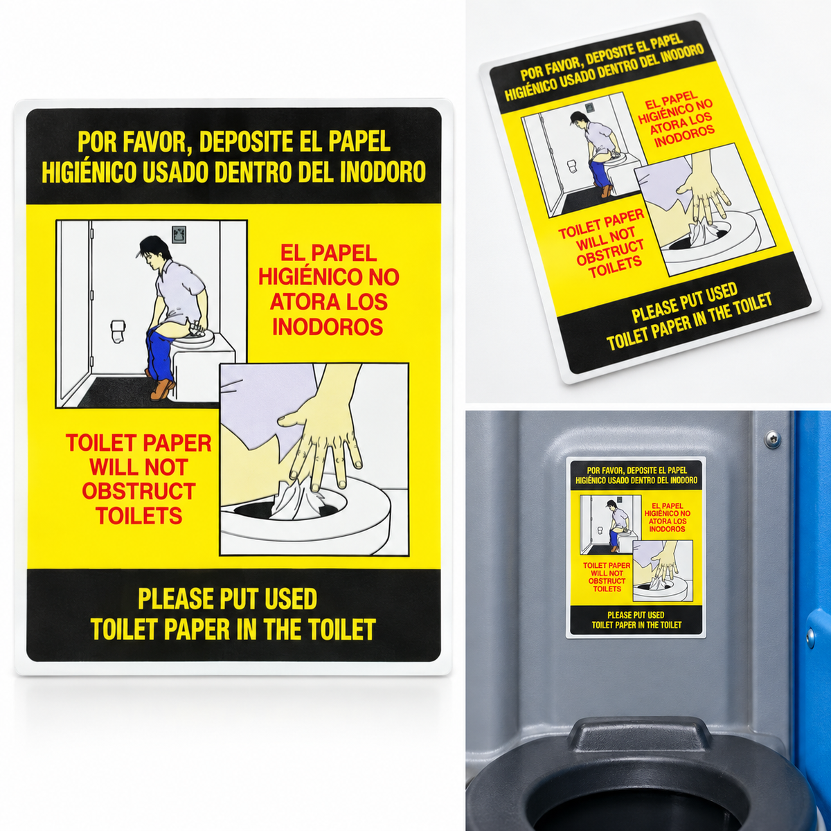 Please Put Used Toilet Paper in the Toilet / Deposite el Papel Higienico en el Inodoro Decal