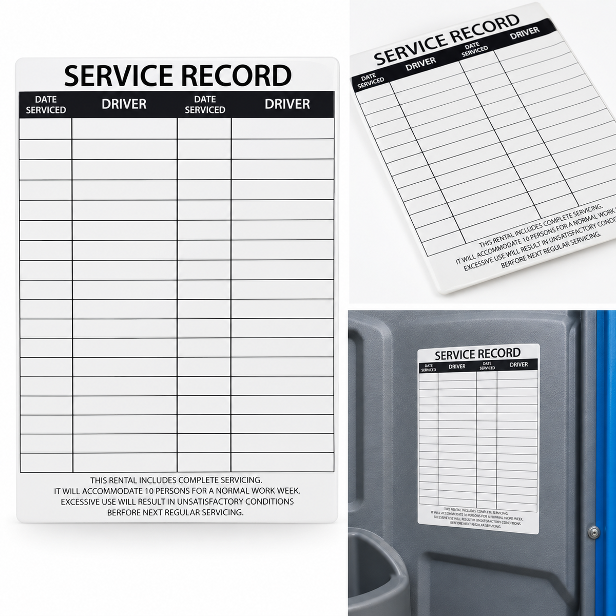 Portable Toilet Service Record Decal