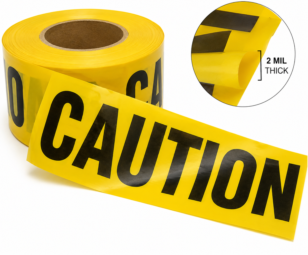 3" x 1000' Yellow Caution Tape - Non-Adhesive