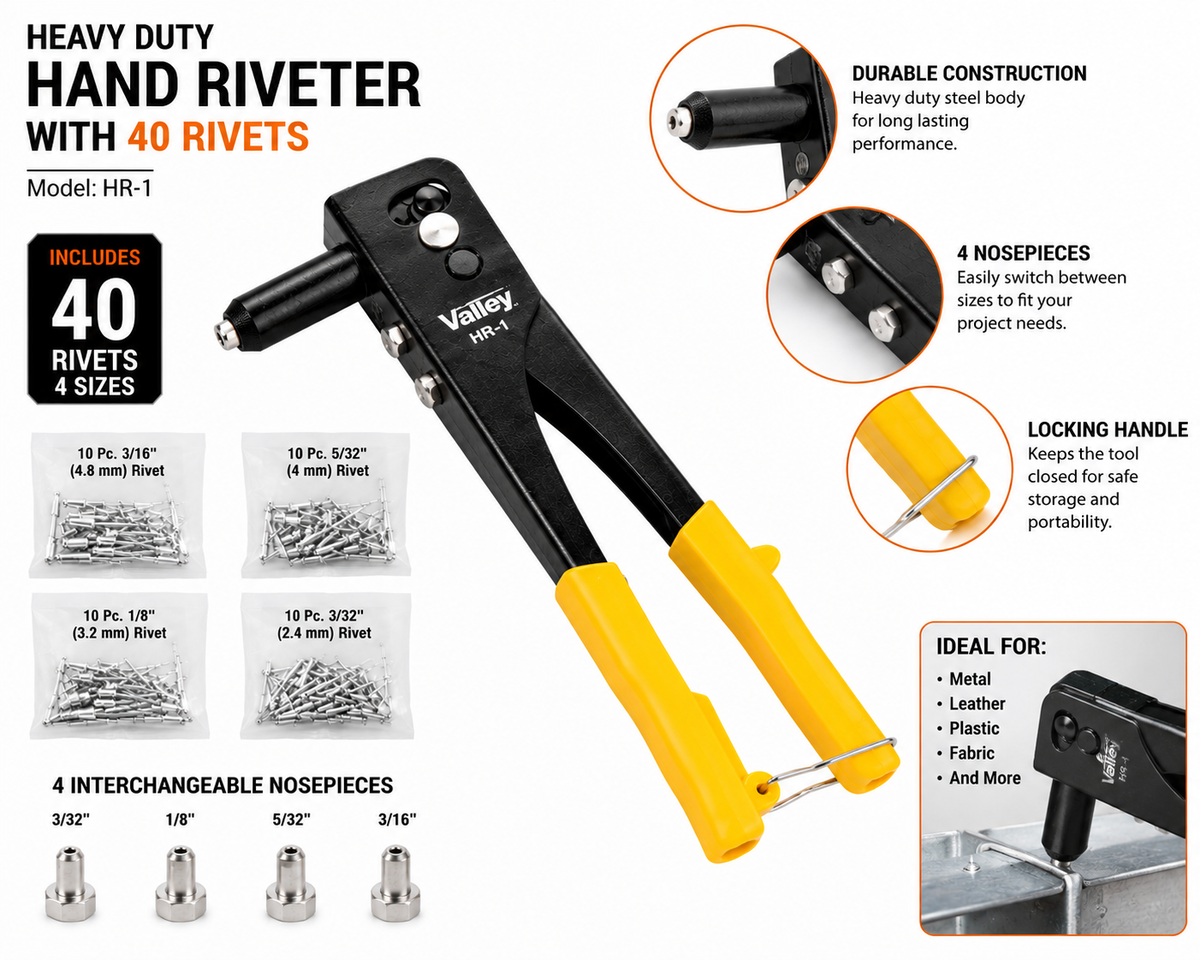 Heavy duty Hand Riveter with 40 Rivets