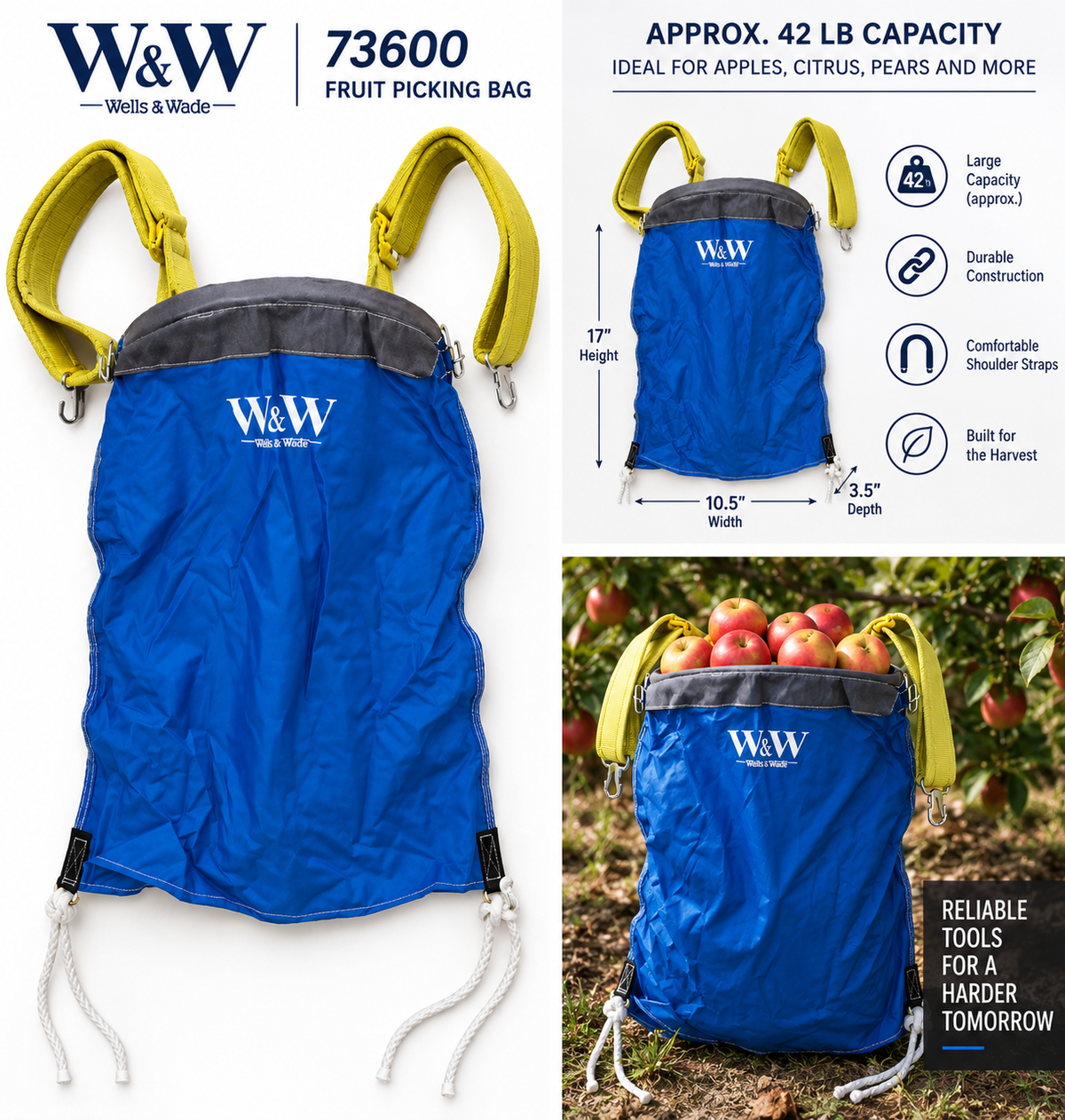 Wells & Wade Califronia Fruit Picking Bag 73600 - 42 Ib Capacity