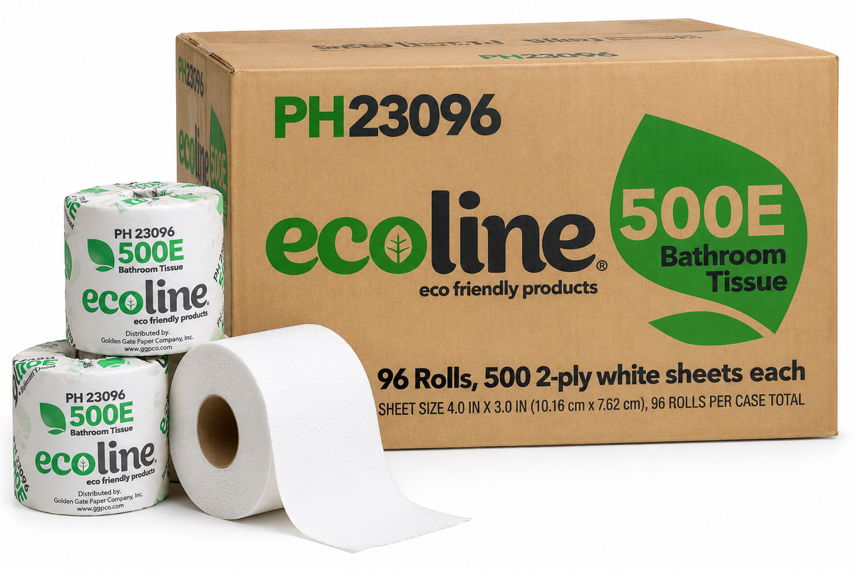 Ecoline PH23096 Bathroom Tissue - 96 Rolls, 500 Sheets, 2-Ply