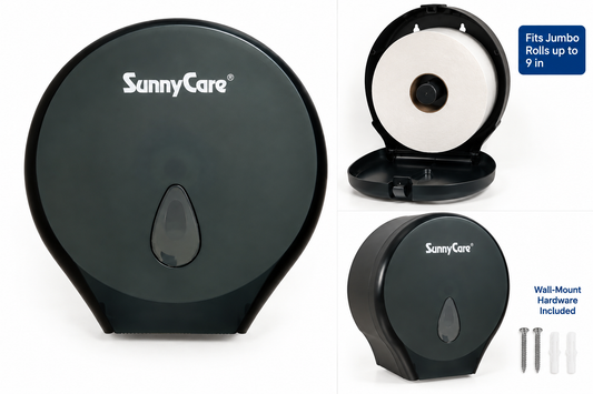 SunnyCare 8002B Jumbo Roll Toilet Tissue Dispenser - Black Plastic