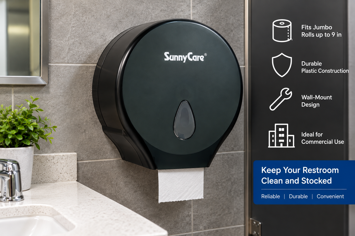 SunnyCare 8002B Jumbo Roll Toilet Tissue Dispenser - Black Plastic