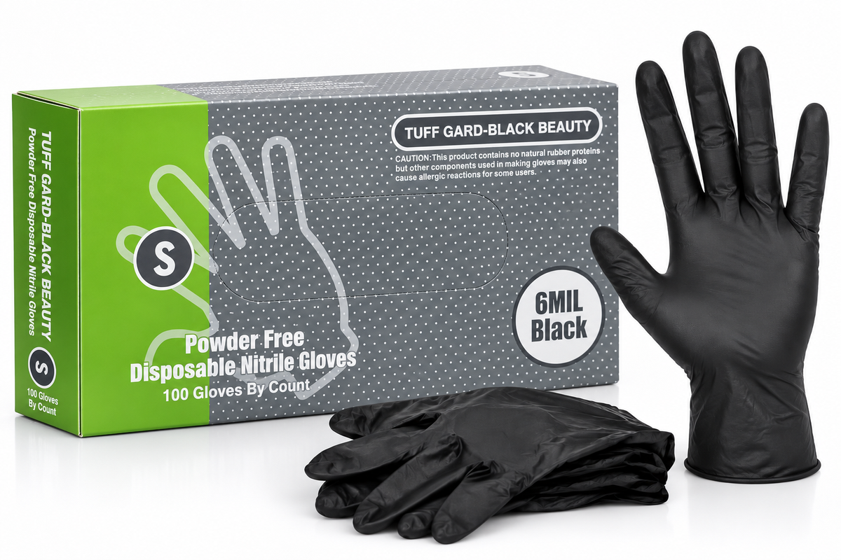 Tuff Gard Black Beauty 6 Mil Black Nitrile Gloves - Small, 100 Count