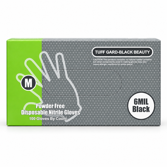 Tuff Gard Black Beauty 6 Mil Black Nitrile Gloves - Medium, 100 Count
