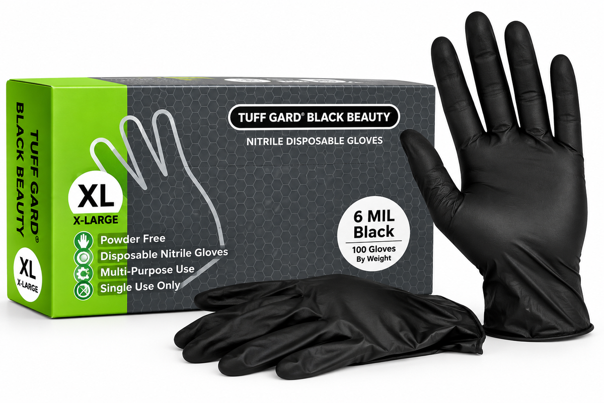Tuff Gard Black Beauty 6 Mil Black Nitrile Gloves - X-Large, 100 Count
