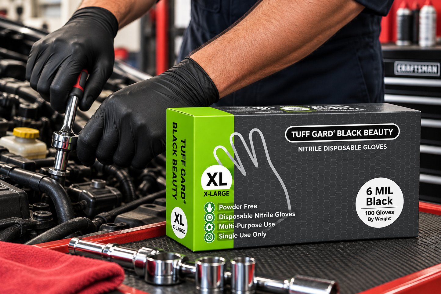 Tuff Gard Black Beauty 6 Mil Black Nitrile Gloves - X-Large, 100 Count