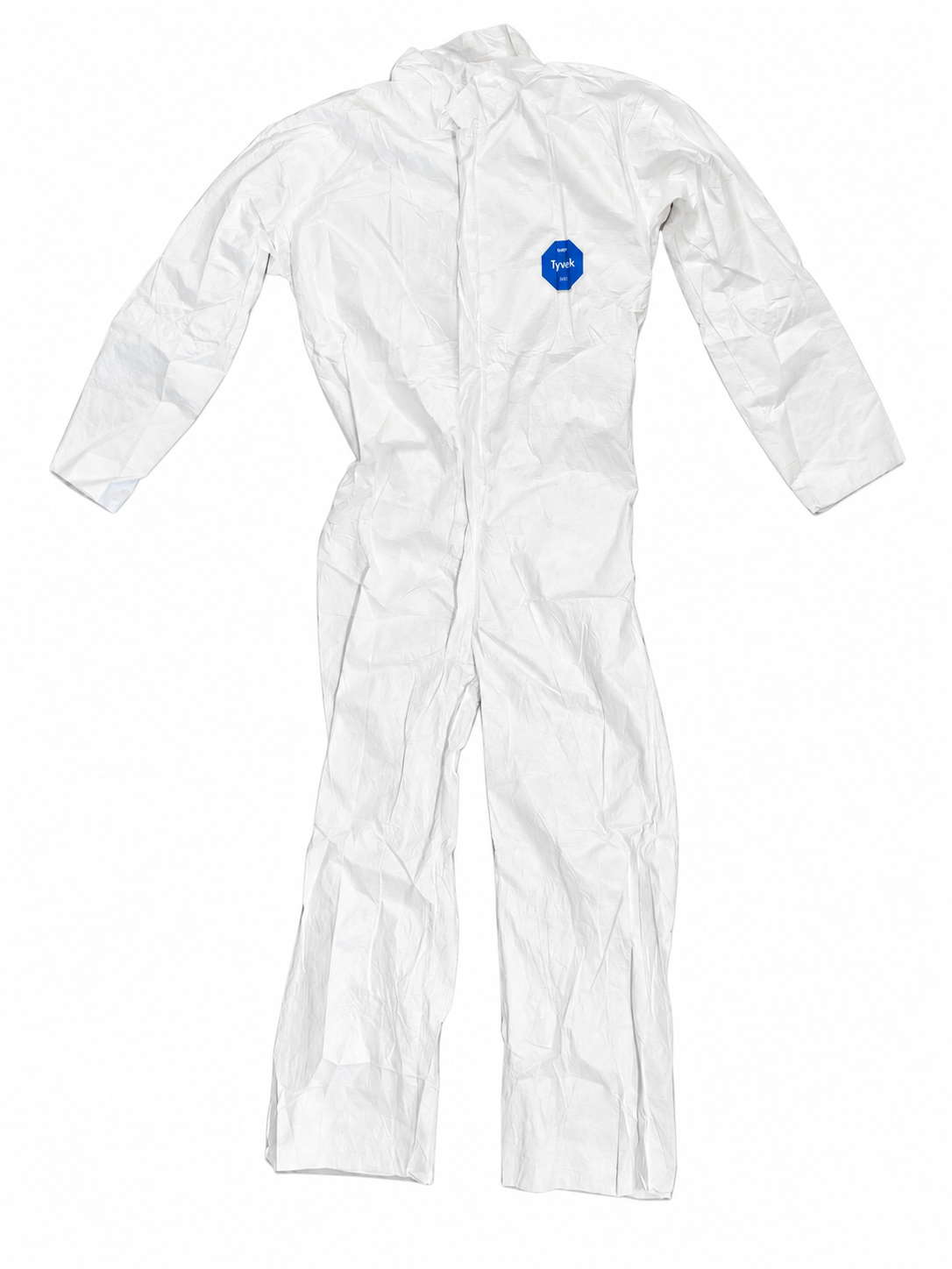 White DuPont Tyvek 400 coverall garment on a white background