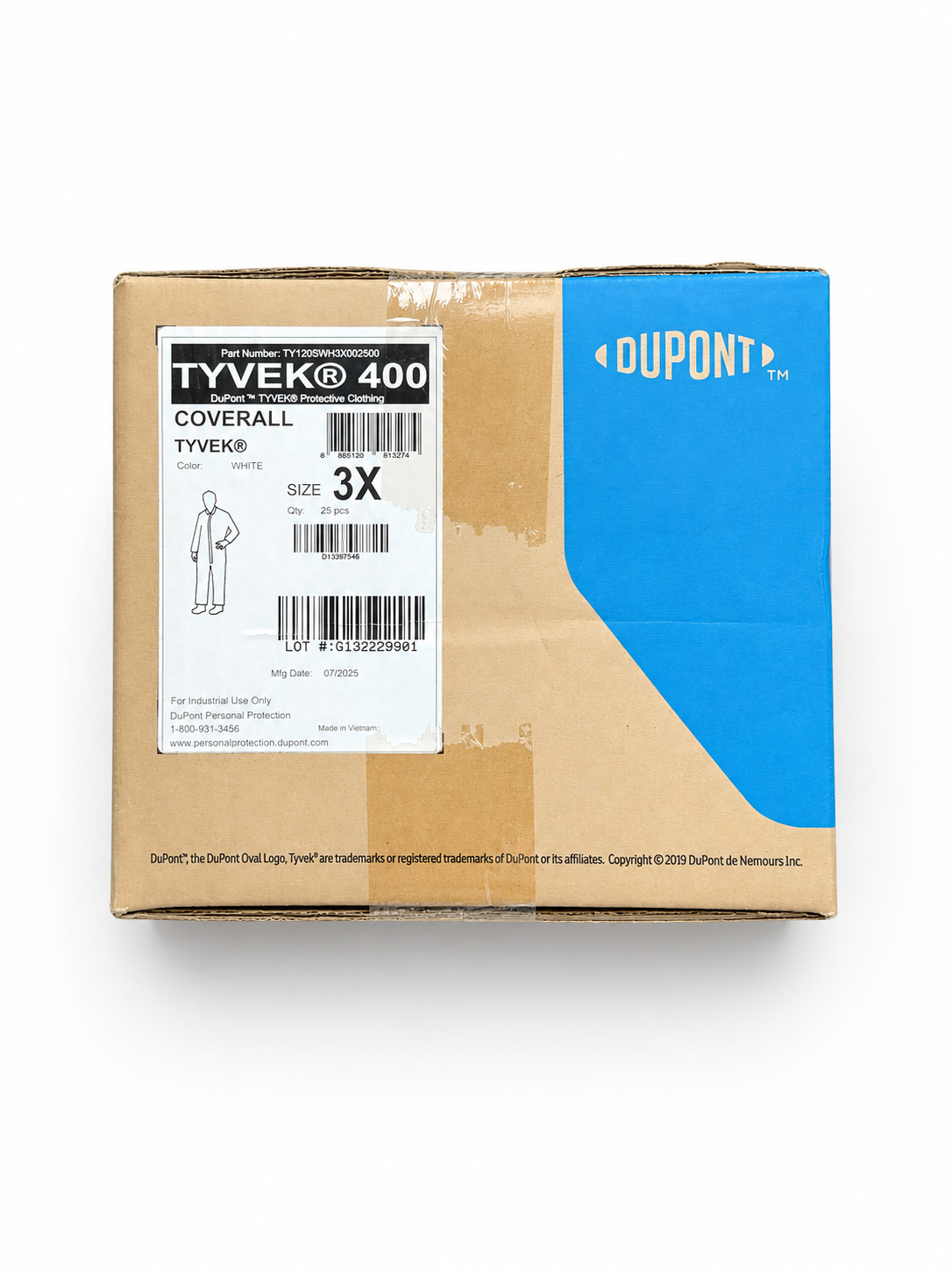 DuPont Tyvek 400 coveralls size 3X case of 25 on white background