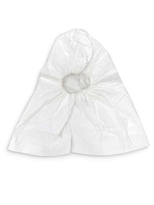 DuPont Tyvek 400 white hood with gathered face opening and shoulder drape