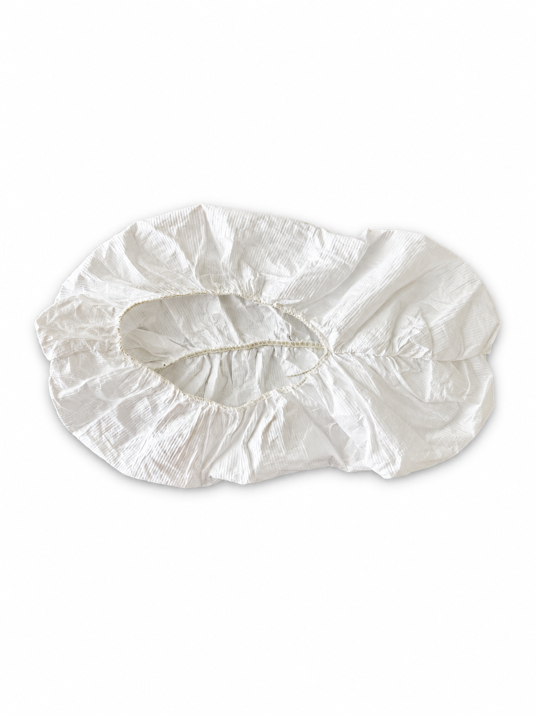 DuPont Tyvek 400 white shoe cover, detail view on white background
