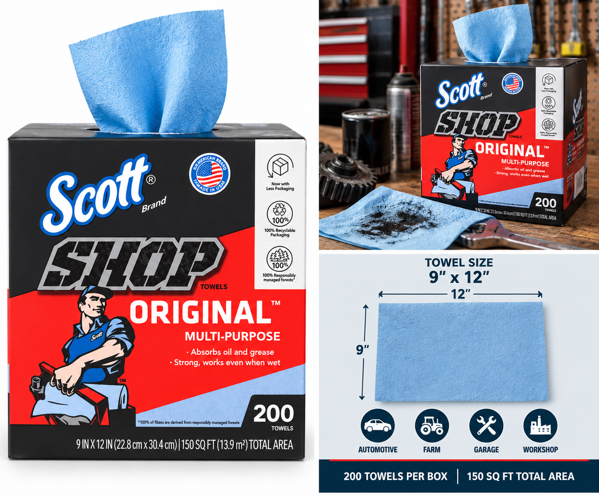 Scott Shop Towels Original - 200 Towels, 9'' x 12''