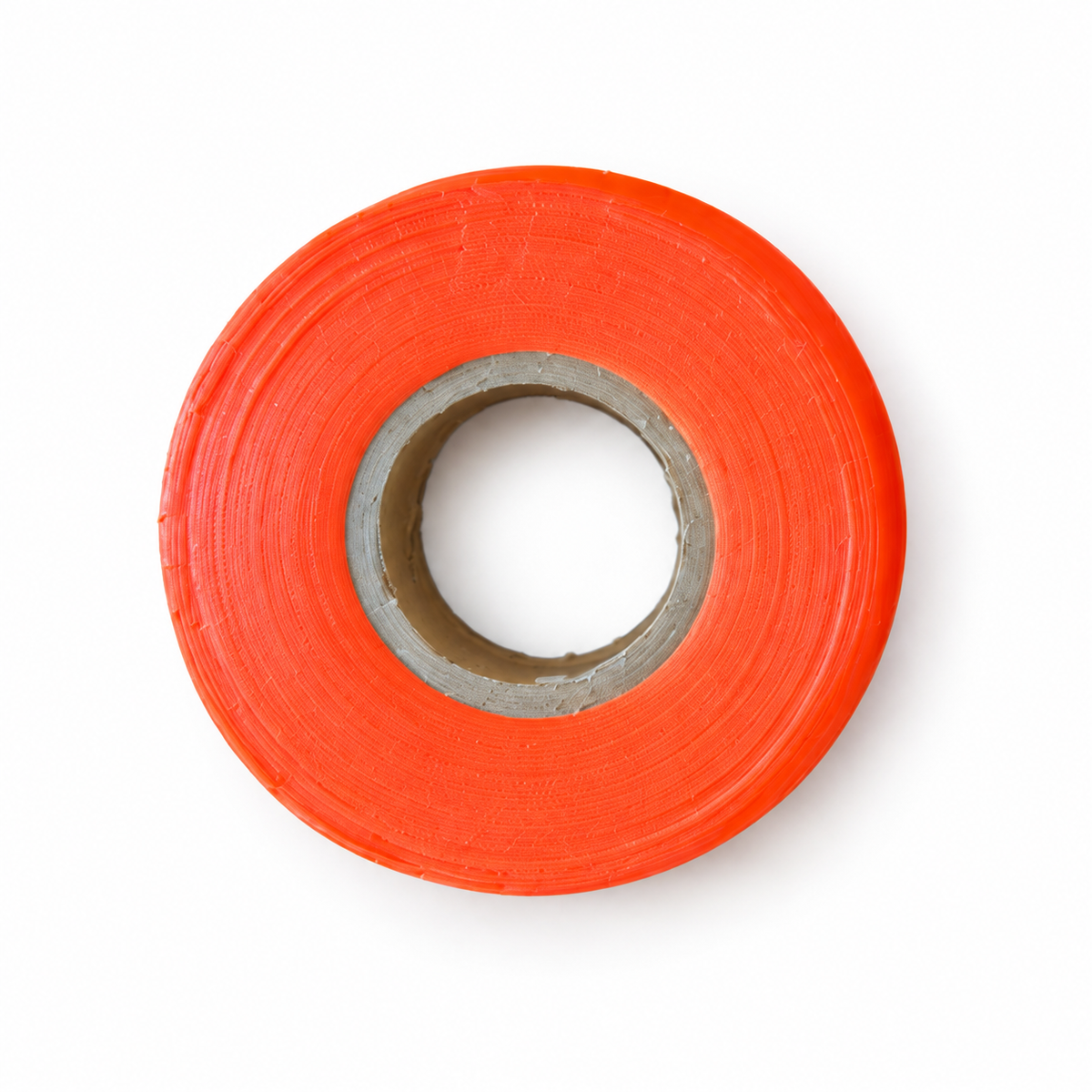 Fluorescent orange vinyl flagging tape roll, 1 inch by 150 feet
