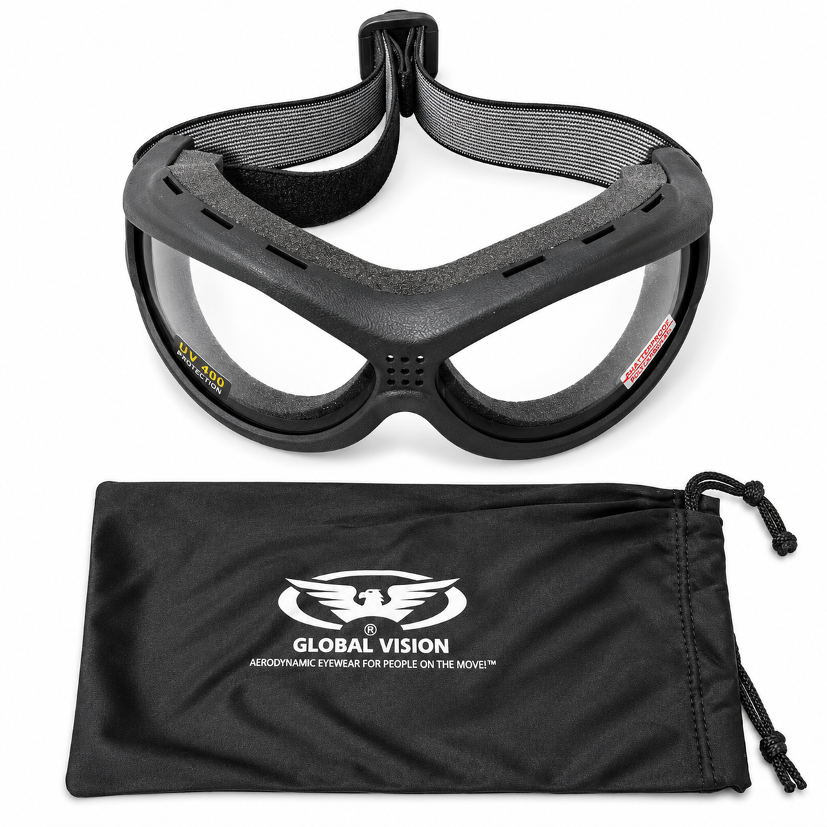 Global Vision Air Foam Goggles pouch with included storage pouch