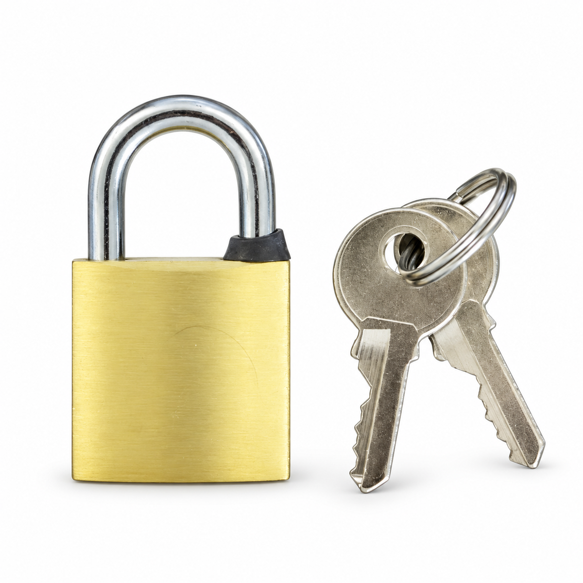Brass-color keyed alike padlock with two keys