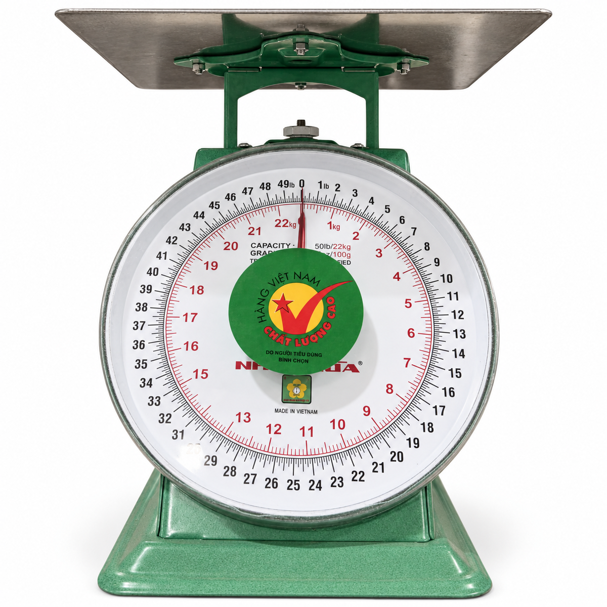 Nhon Hoa 50 lb mechanical dial scale with stainless steel platform