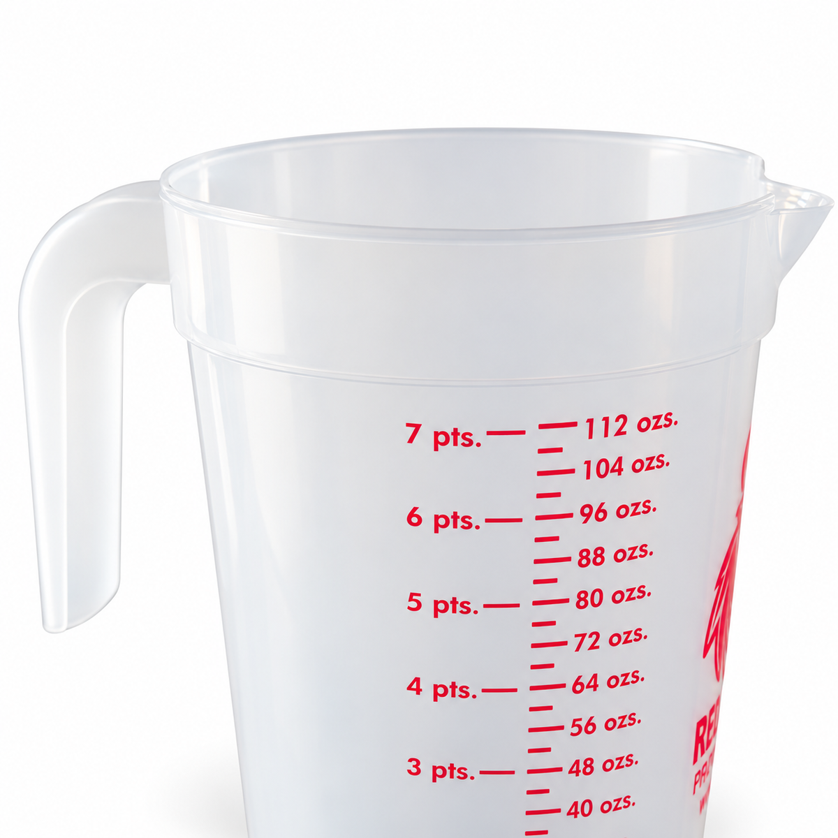 Red Rooster large measuring pitcher - rim, handle and printed scale detail