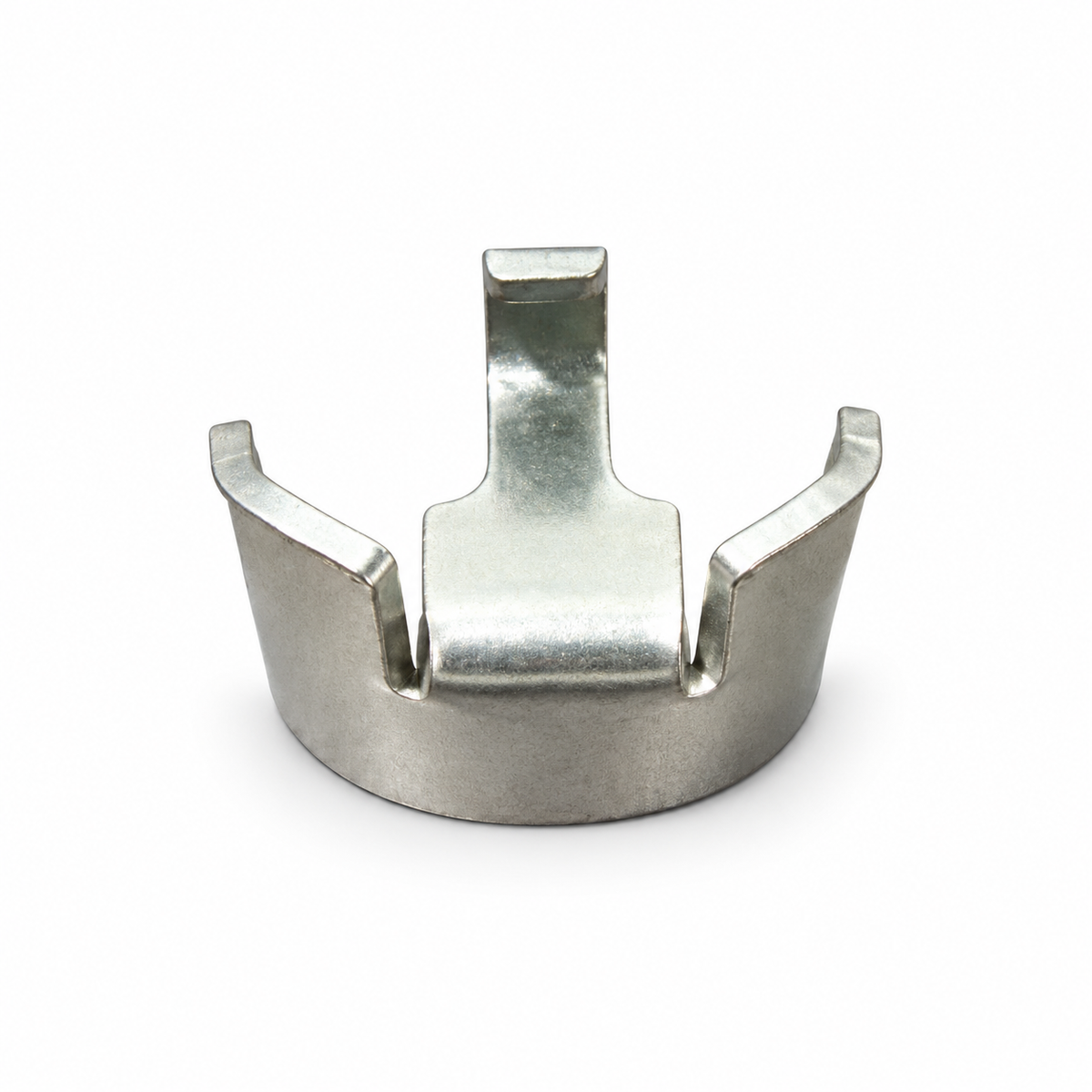 Spring and cable retaining clip on white background - view 1