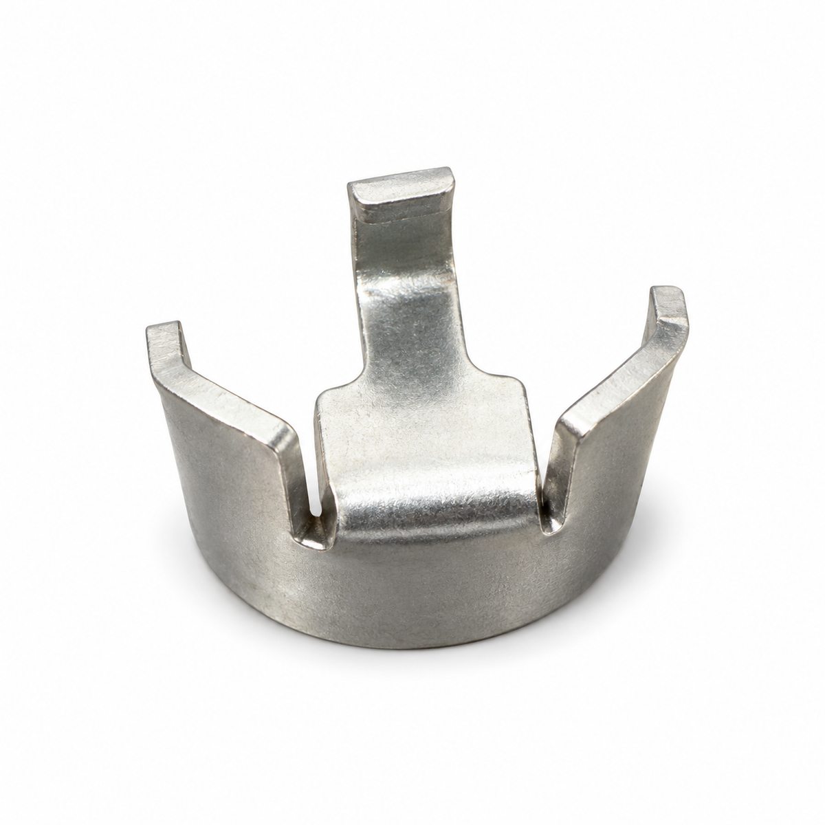Spring and cable retaining clip on white background - view 2