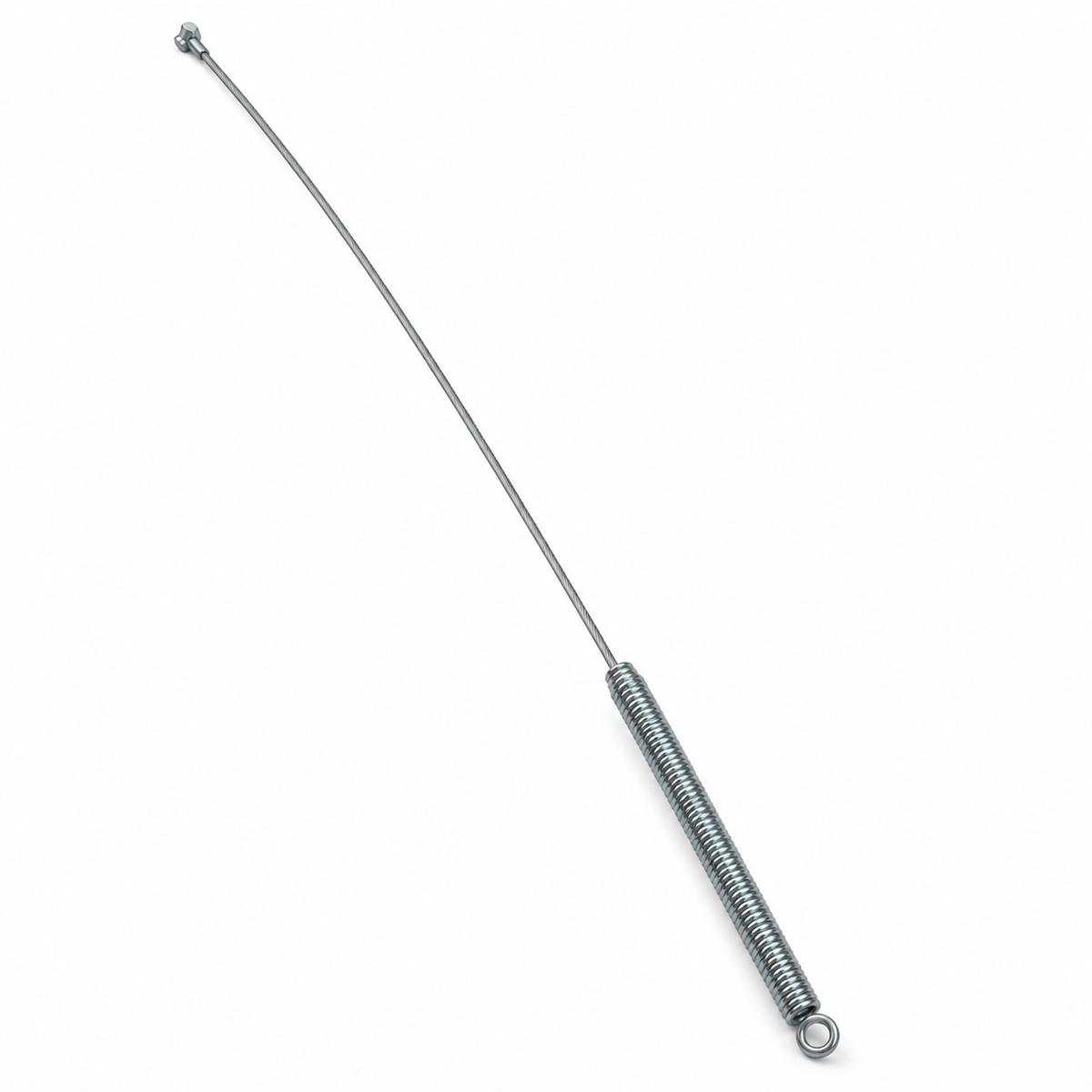 Long spring and cable on white background - view 2