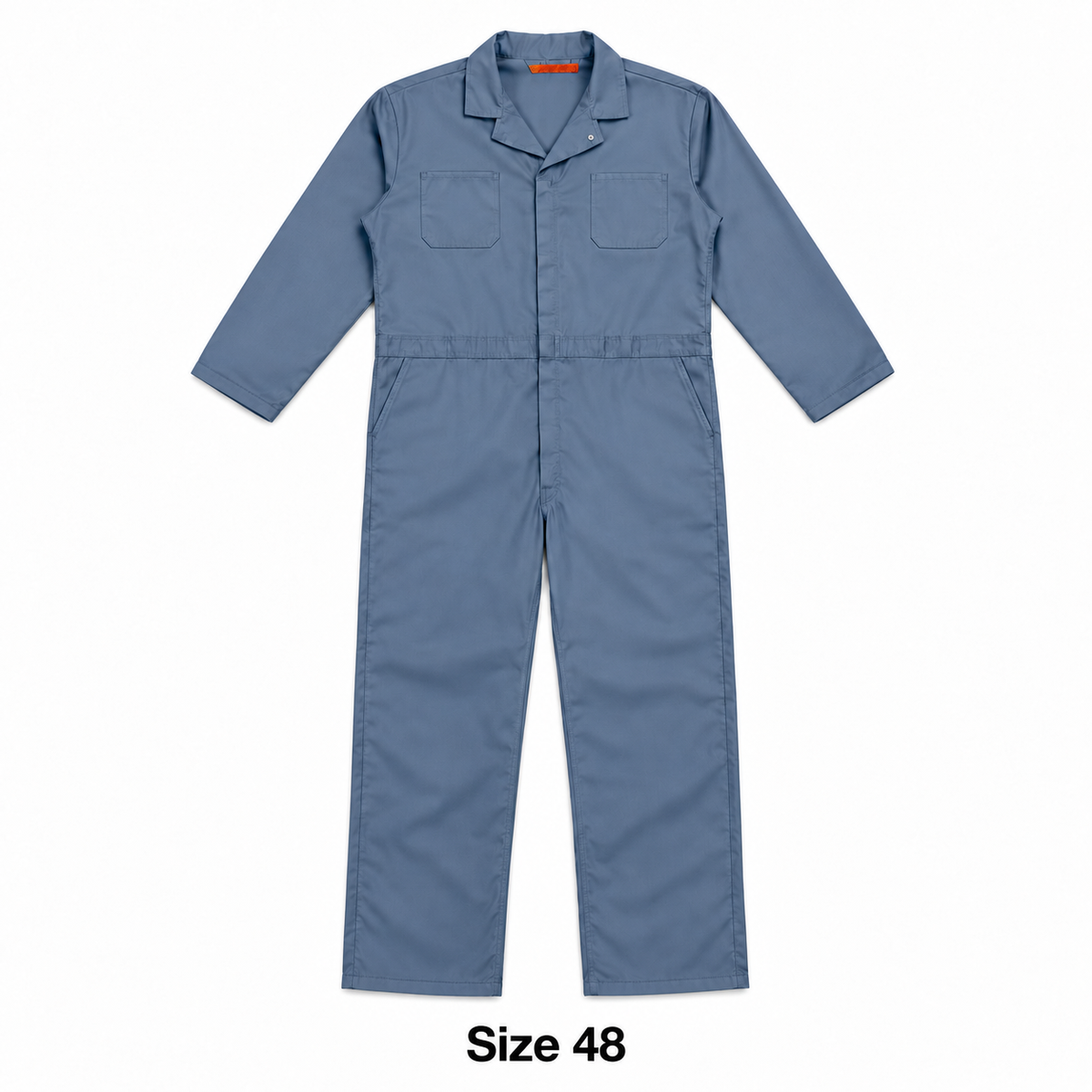 Red Kap CT10 blue-gray coverall with Size 48 caption on white background