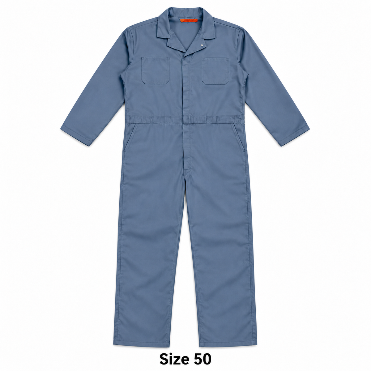 Red Kap CT10 blue-gray coverall with Size 50 caption on white background