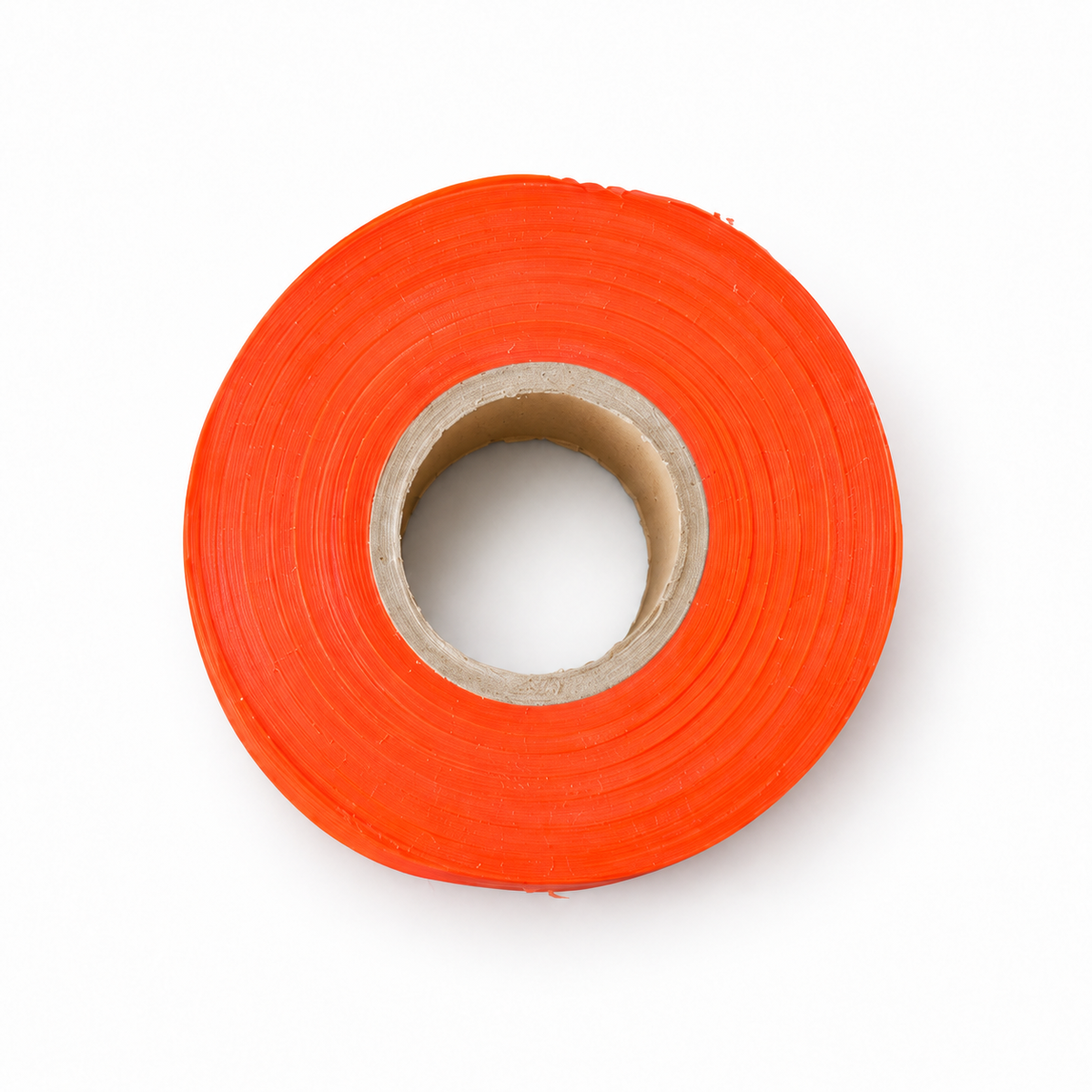Orange vinyl flagging tape roll, 1 inch by 300 feet