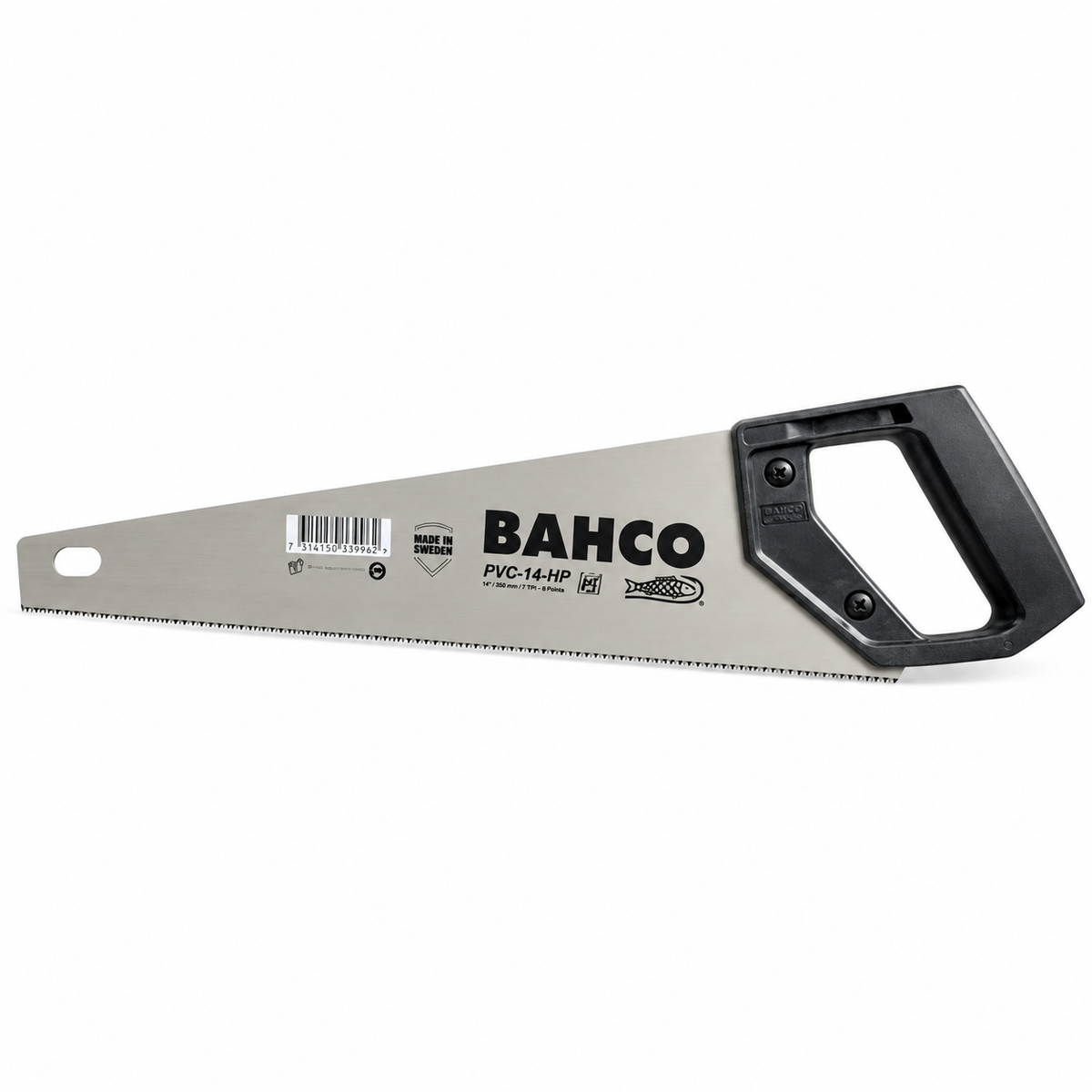 Bahco PVC-14-HP 14-inch PVC handsaw on white background