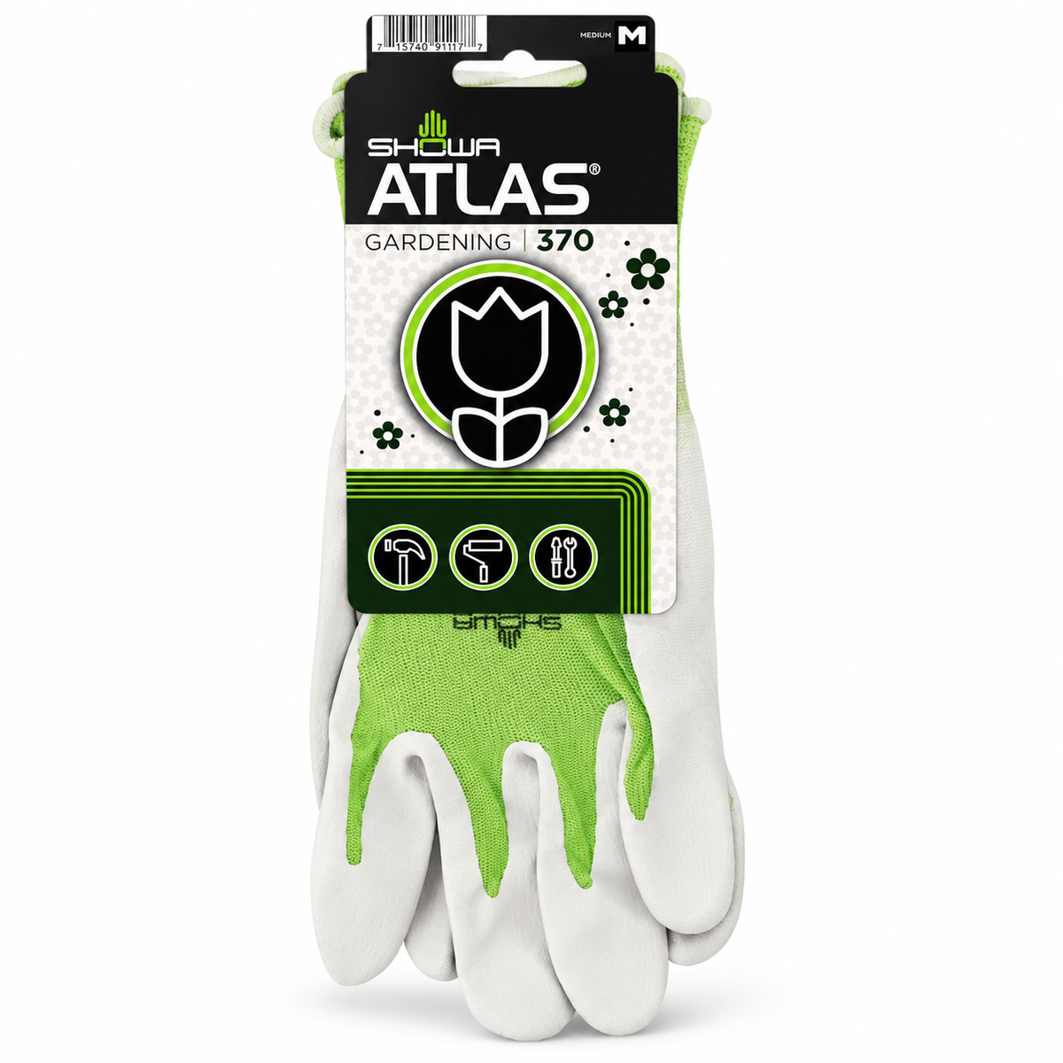SHOWA Atlas 370 gardening gloves - Medium / Green