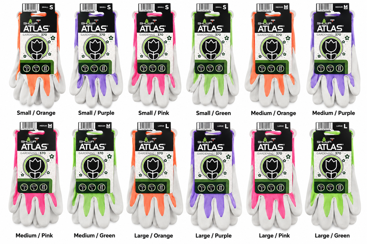 SHOWA Atlas 370 Gardening Gloves - all 12 size and color choices
